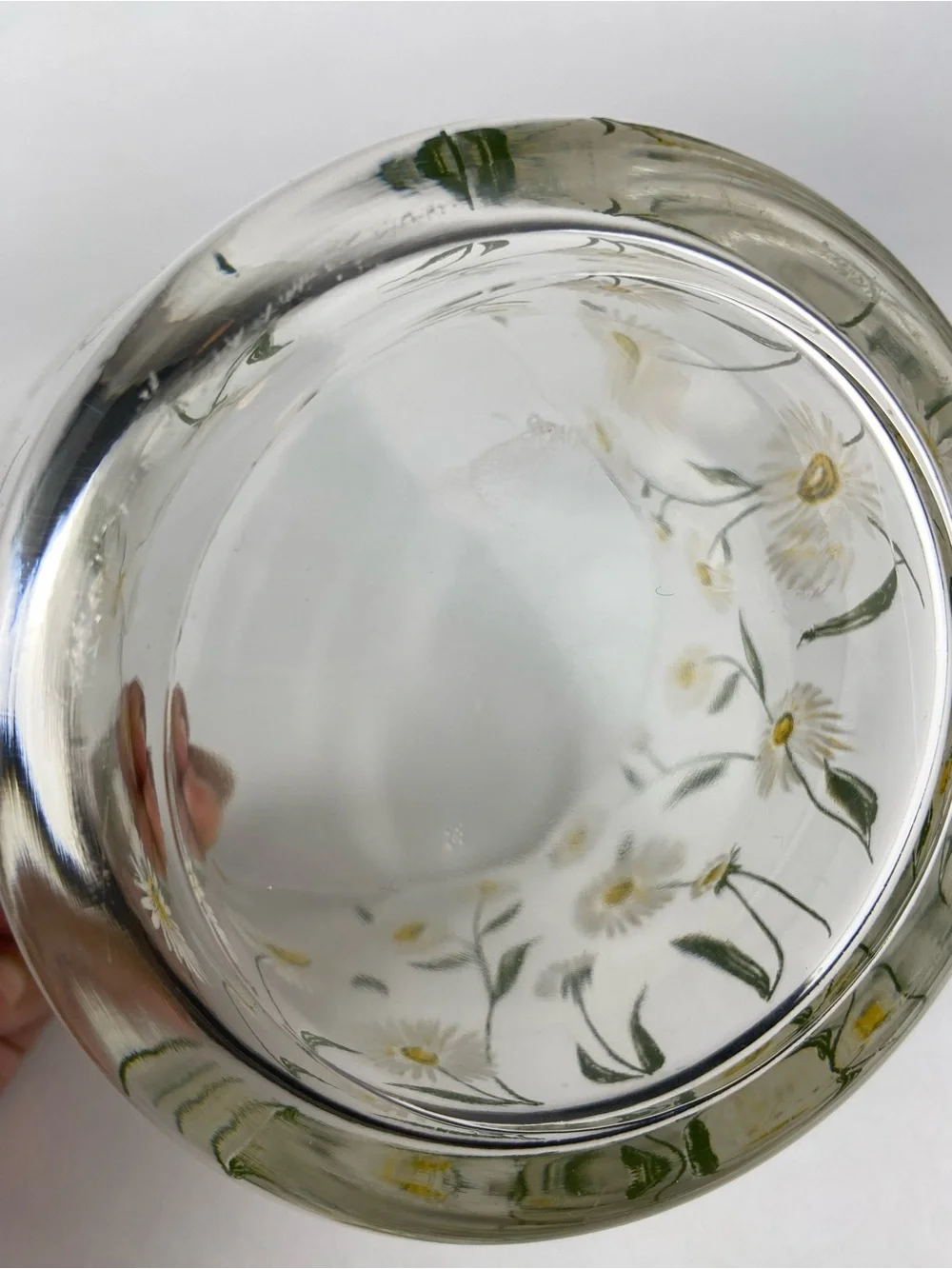Vintage Cera Small Glass Ice Bucket With Daisy Motif Cottagecore Grandmillennial